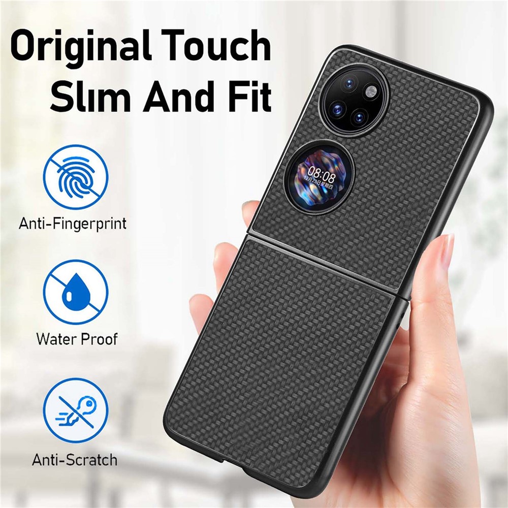Woven Texture Scratch-resistant Hard PC Folding Phone Cover Protective Case for Huawei P50 Pocket - Black-8