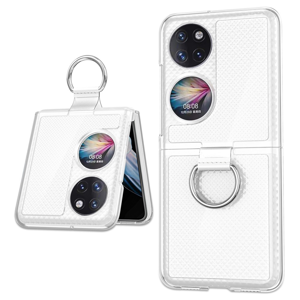 Metal Ring Holder Anti-fall Protection Hard PC Phone Case Shell for Huawei P50 Pocket - Glossy-1