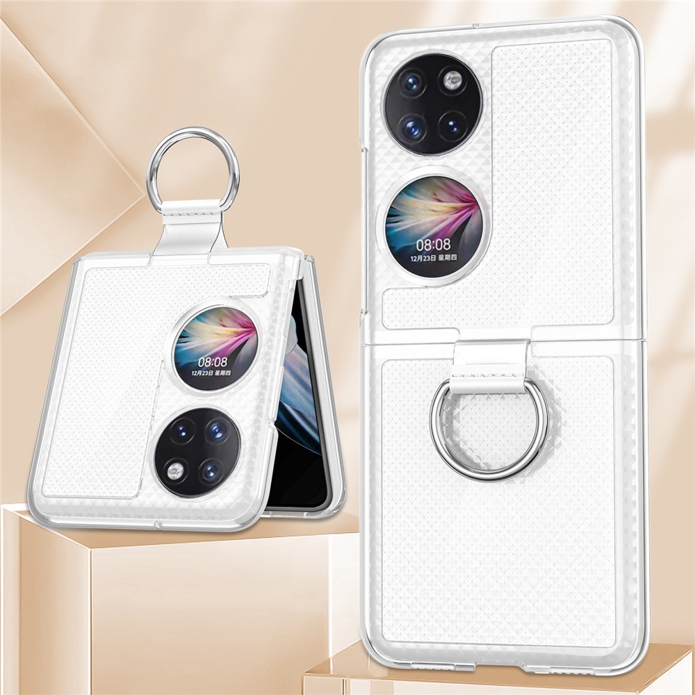 Metal Ring Holder Anti-fall Protection Hard PC Phone Case Shell for Huawei P50 Pocket - Glossy-2