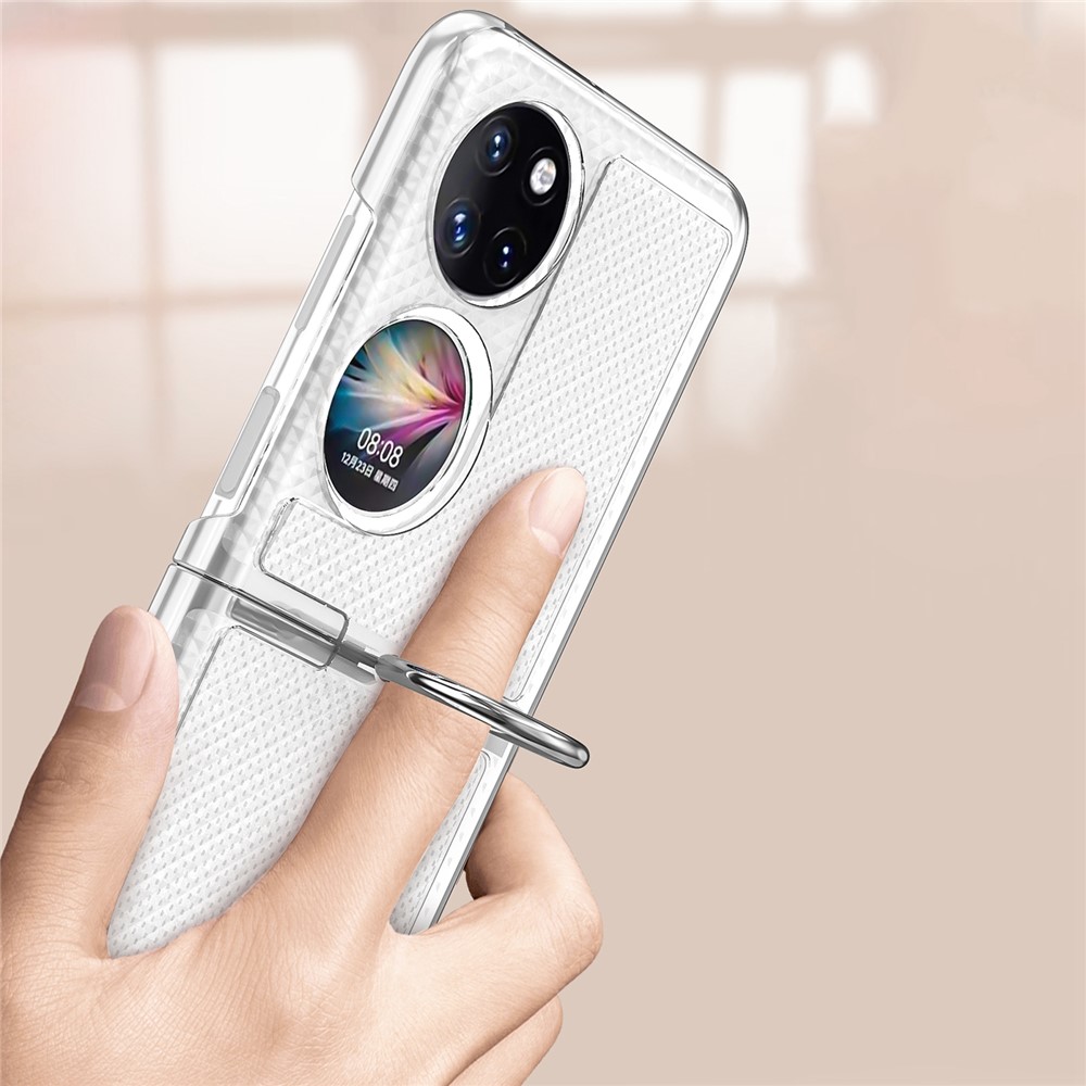 Metal Ring Holder Anti-fall Protection Hard PC Phone Case Shell for Huawei P50 Pocket - Glossy-5