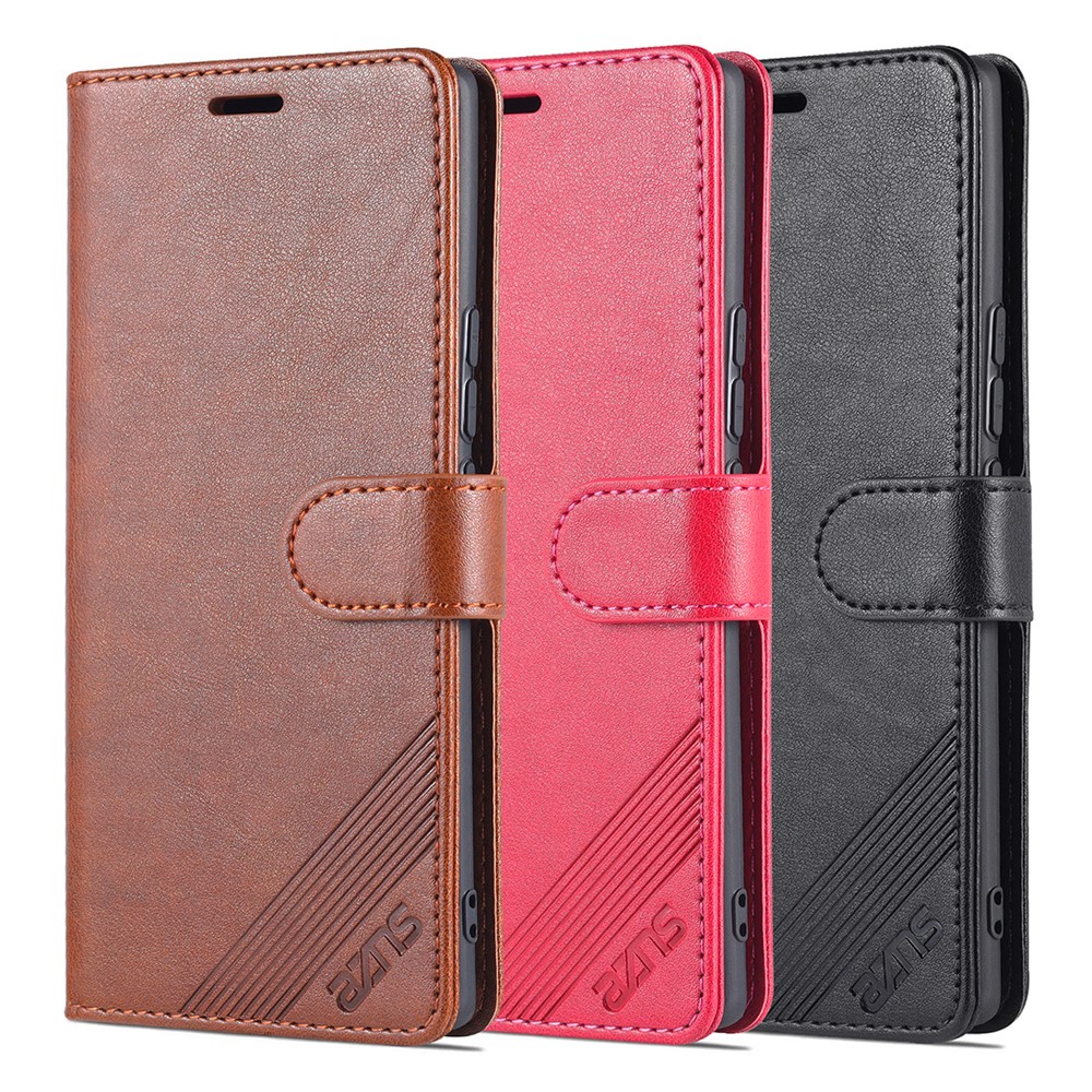 AZNS Stylish Textured PU Leather Stand Wallet Case Magnetic Clasp Shock-absorption Cover for Honor 60 - Black-11