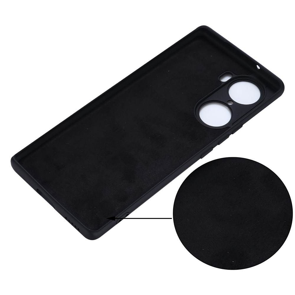 Slim Lightweight Liquid Silicone Soft Microfiber Lining Protective Back Cover with Strap for Honor 60 - Black-4