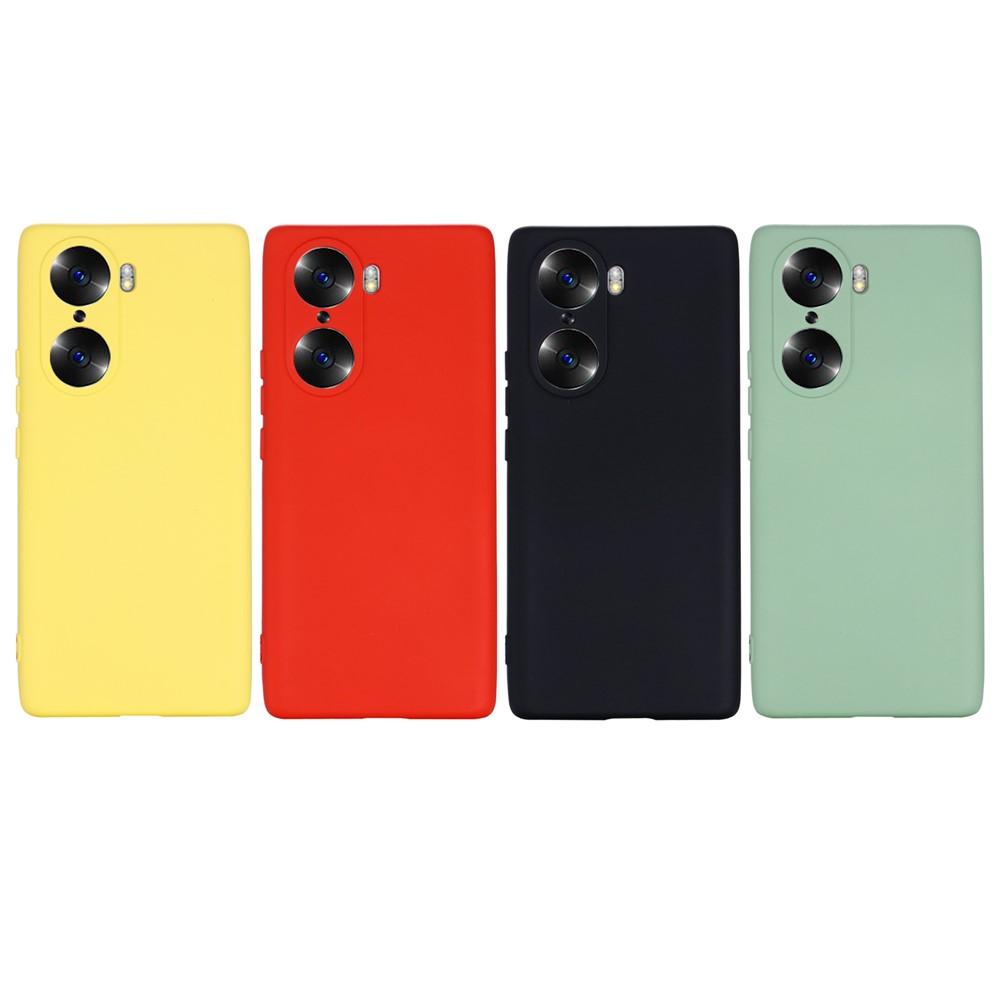 Slim Lightweight Liquid Silicone Soft Microfiber Lining Protective Back Cover with Strap for Honor 60 - Black-8