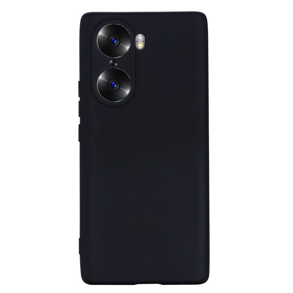 Anti-Scratch Soft Microfiber Lining Liquid Silicone Phone Case with Strap for Honor 60 Pro - Black-3