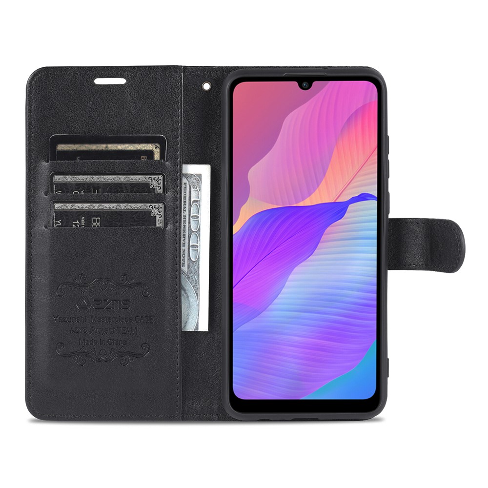 AZNS Textured PU Leather Wallet Case Inner TPU Magnetic Protective Flip Cover with Stand Function for Huawei Enjoy 20e - Black-5