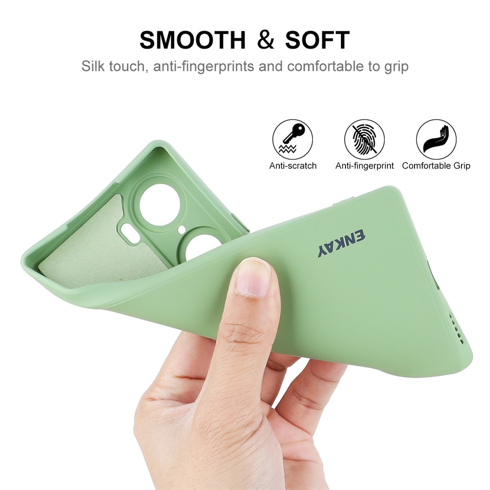 ENKAY Liquid Silicone Smartphone Shell Anti-Drop Shockproof Cellphone Bag Case Precise Cutout Hole Opening Phone Cover for Honor 60 - Light Green-5