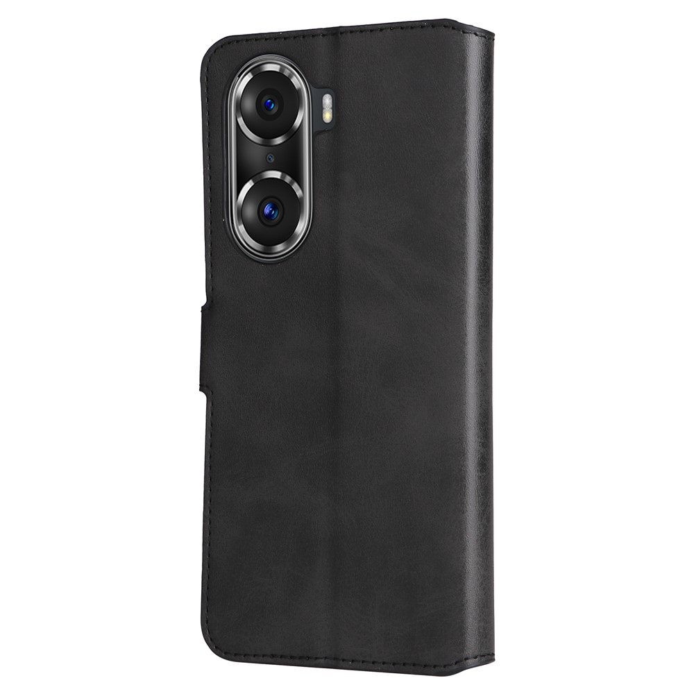 Magnetic Clasp Wallet Stand PU Leather + TPU Drop-proof Cell Phone Cover Case for Honor 60 Pro - Black-2