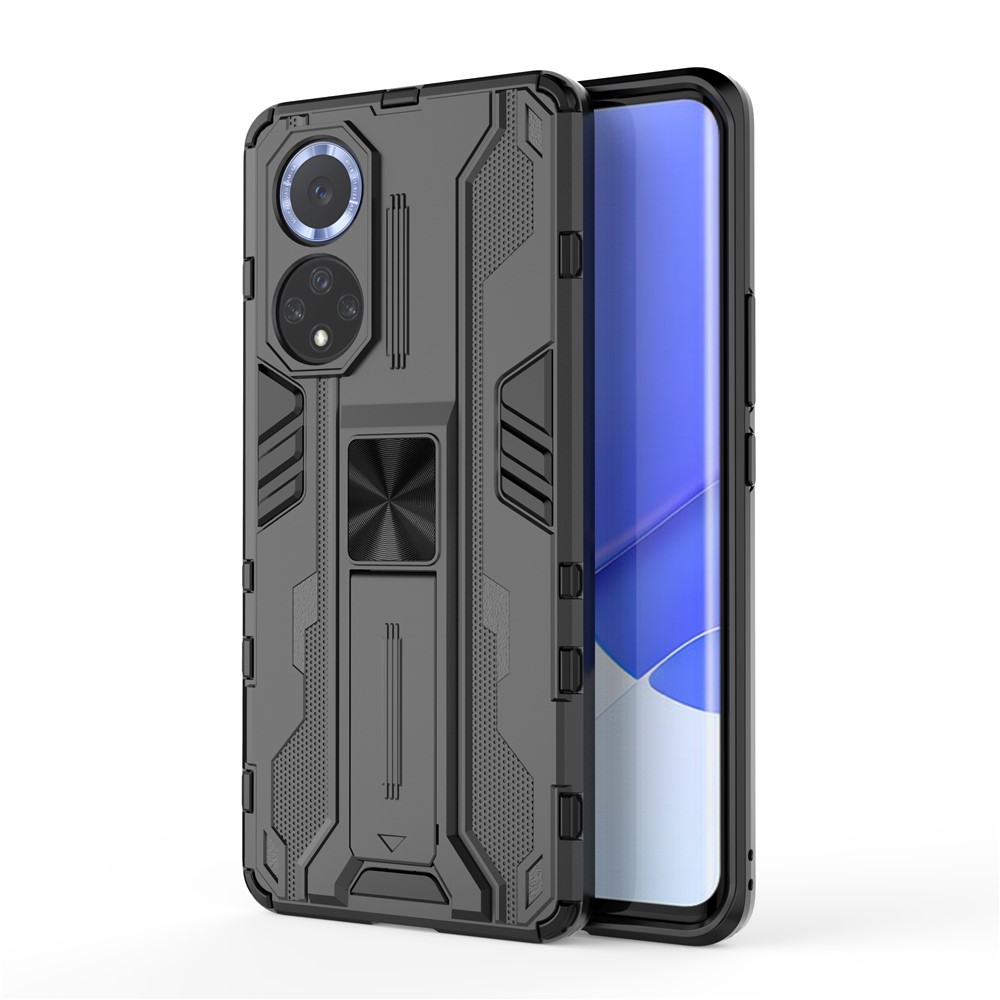 For Huawei nova 9 Soft TPU Hard PC Kickstand Phone Case Protective Cover - Black-1