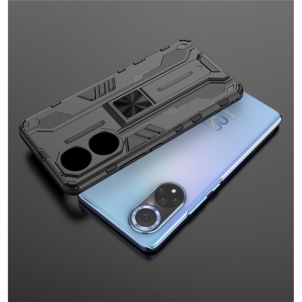 For Huawei nova 9 Soft TPU Hard PC Kickstand Phone Case Protective Cover - Black-10