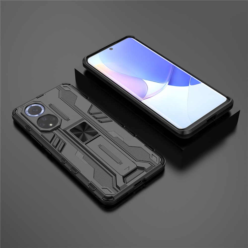 For Huawei nova 9 Soft TPU Hard PC Kickstand Phone Case Protective Cover - Black-11