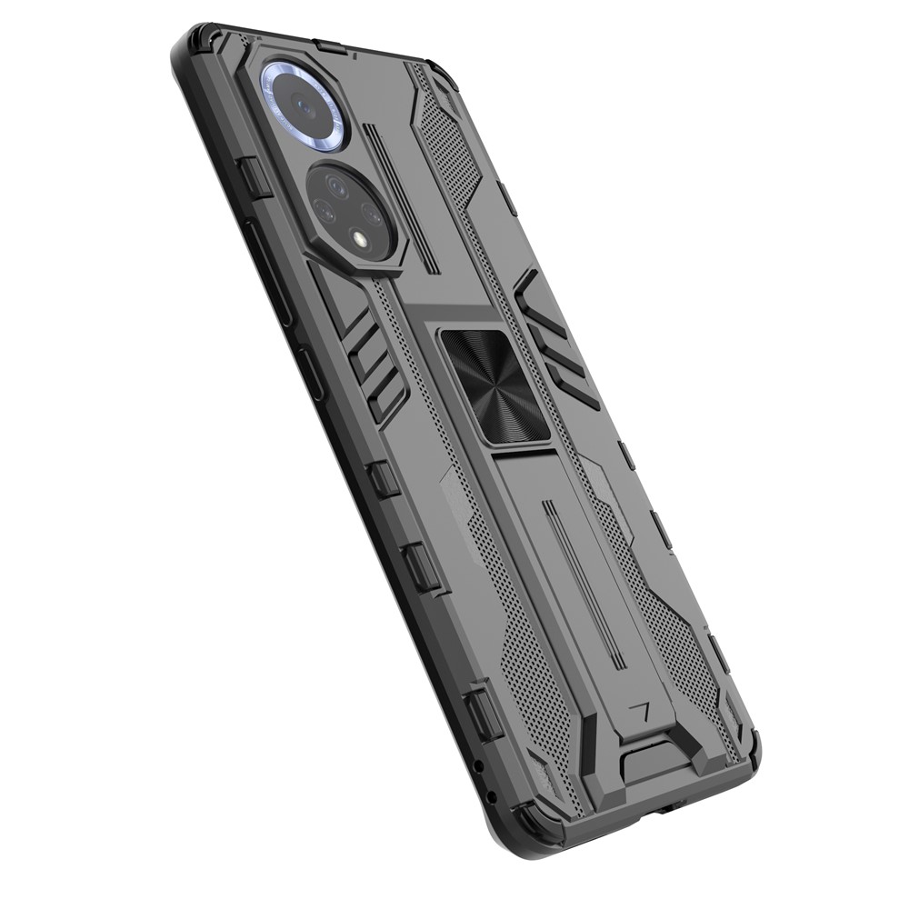 For Huawei nova 9 Soft TPU Hard PC Kickstand Phone Case Protective Cover - Black-6