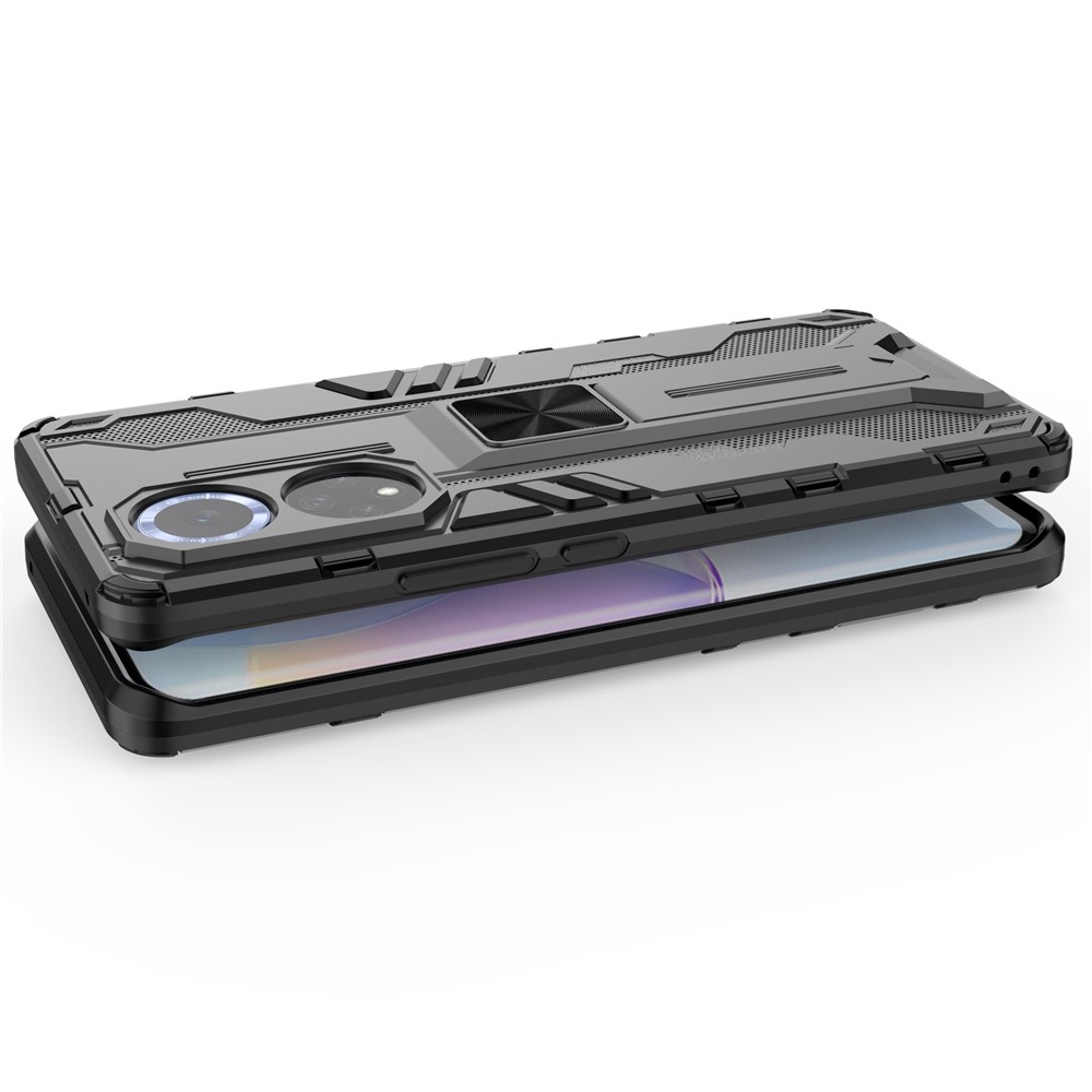 For Huawei nova 9 Soft TPU Hard PC Kickstand Phone Case Protective Cover - Black-8