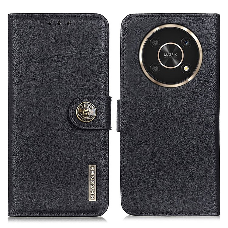 KHAZNEH Wallet Phone Case for Honor X30, Book Stand Textured PU Leather Magnetic Closure Shockproof Flip Cover - Black-1