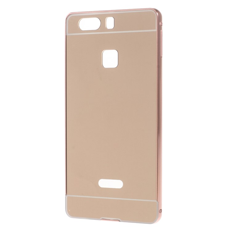 Slide-on Aluminum Alloy Frame PC Back Plate Hybrid Case for Huawei P9 Plus - Rose Gold-1