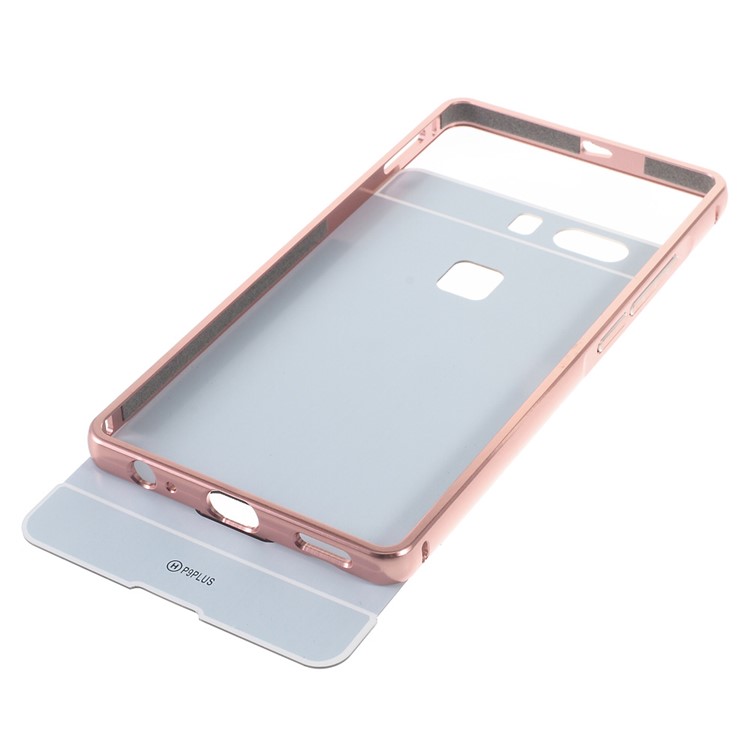 Slide-on Aluminum Alloy Frame PC Back Plate Hybrid Case for Huawei P9 Plus - Rose Gold-2