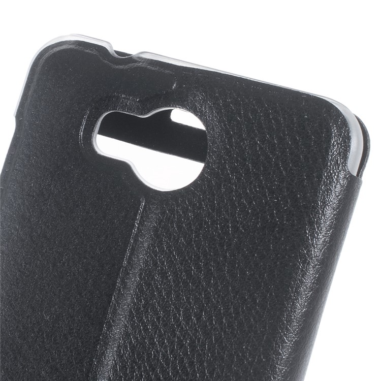 View Window Leather Stand Protective Case for Huawei Y3II / Y3 II - Black-6
