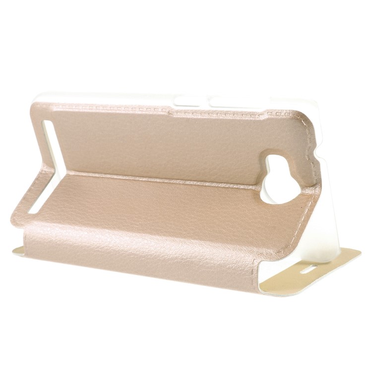 Stand View Window Leather Folio Cover for Huawei Y3II / Y3 II - Gold-3