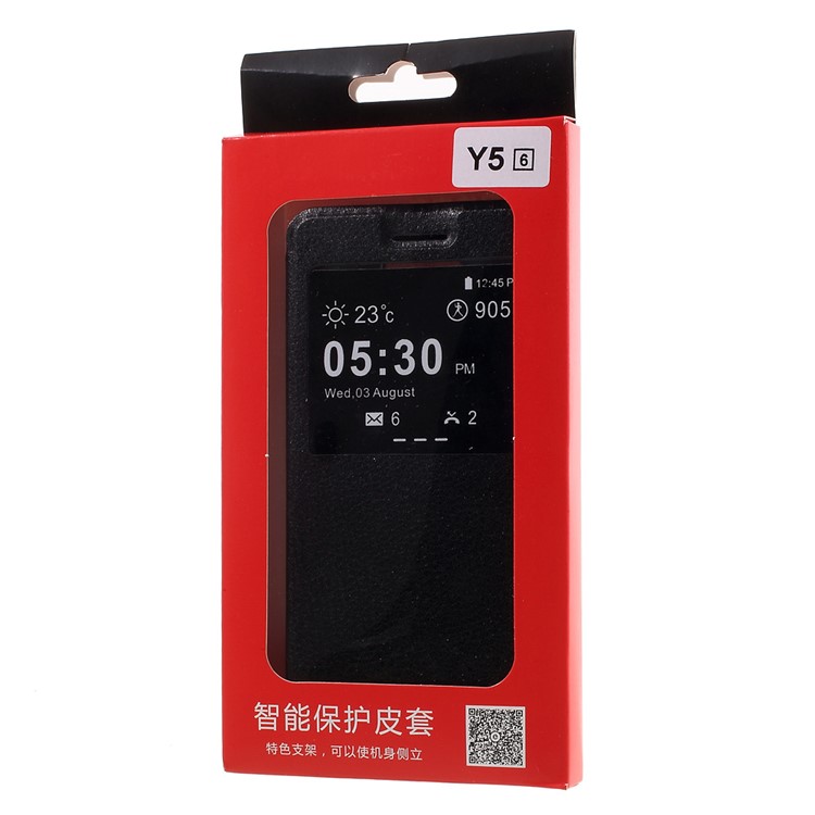 View Window Leather Stand Case for Huawei Y5II/Y5 II - Black-9