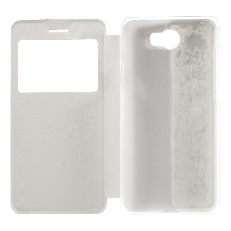 View Window Leather Stand Cover for Huawei Y5II/Y5 II - White-6