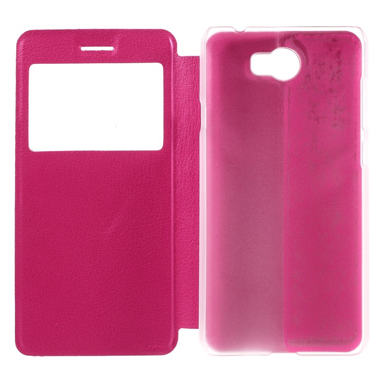 Flip Leather Stand View Window Case for Huawei Y5II/Y5 II - Rose-6