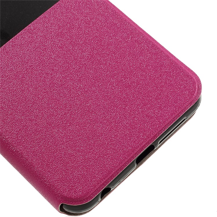 Sand-like Texture Smart Stand Leather Window Cover for Huawei Honor 8 - Rose-7