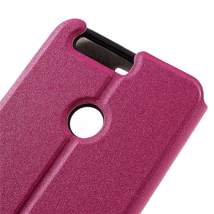 Sand-like Texture Smart Stand Leather Window Cover for Huawei Honor 8 - Rose-8