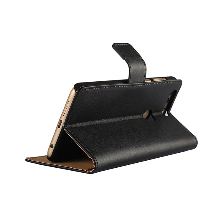 Genuine Split Leather Wallet Stand Case for Huawei Honor 8 - Black-3
