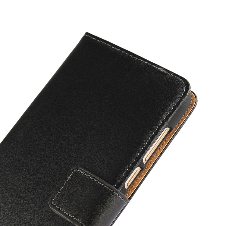 Genuine Split Leather Wallet Stand Case for Huawei Honor 8 - Black-5