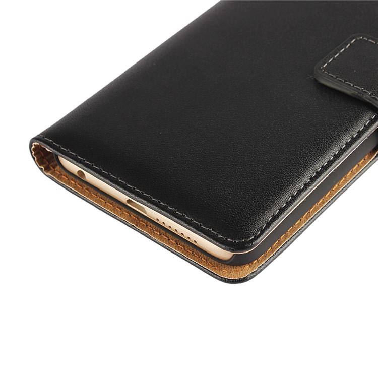 Genuine Split Leather Wallet Stand Case for Huawei Honor 8 - Black-8