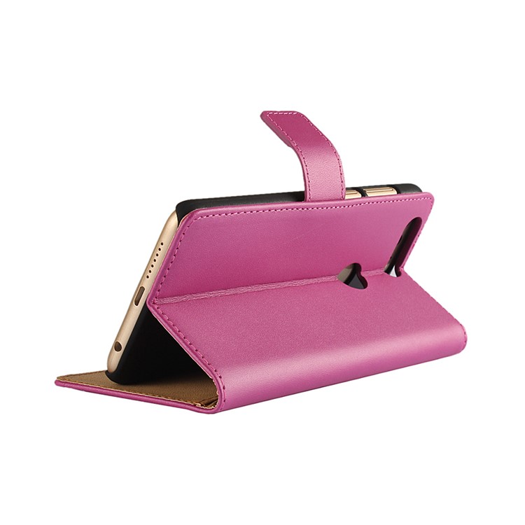 Genuine Split Leather Flip Case With Stand for Huawei Honor 8 - Rose-2