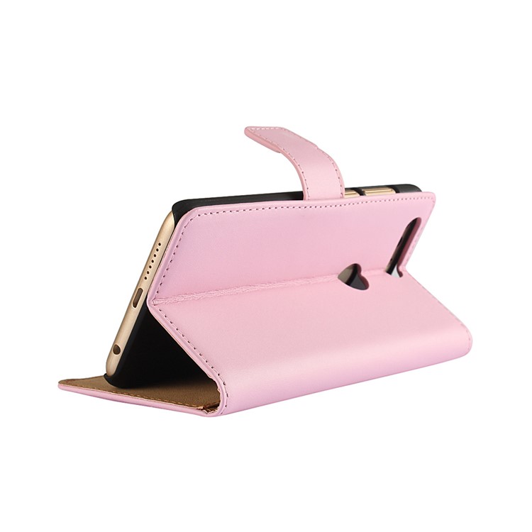 Genuine Split Leather Protector Case with Card Slots for Huawei Honor 8 - Pink-2