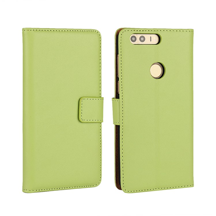 Echtes geteiltes Leder Brieftasche Shell Case für Huawei Ehre 8 - Grün-1