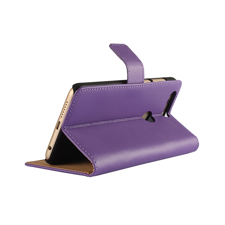 Genuine Split Leather Case with Wallet Stand for Huawei Honor 8 - Purple-2