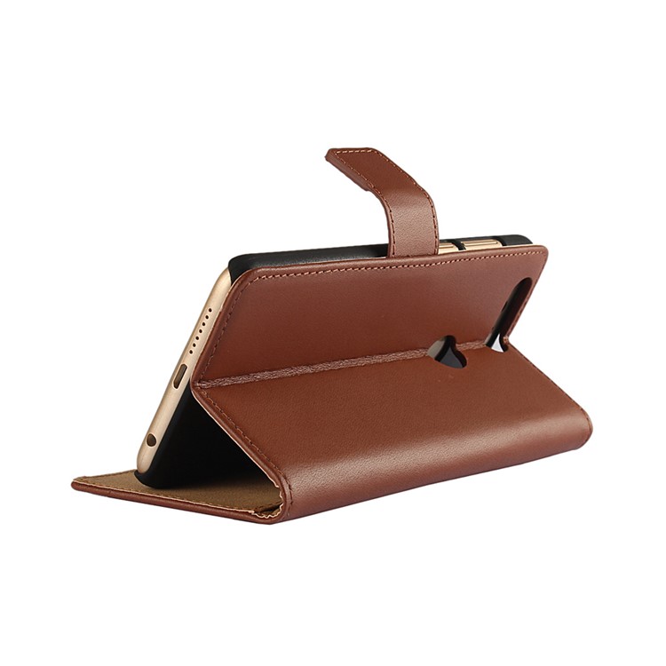 Split Genuine Leather Wallet Stand Phone Cover for Huawei Honor 8 - Brown-2