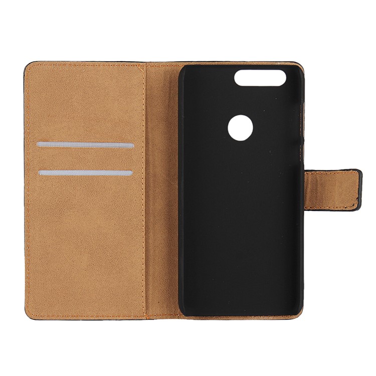 Split Genuine Leather Wallet Stand Phone Cover for Huawei Honor 8 - Brown-4