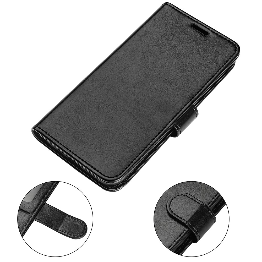For Honor 60 Pro Crazy Horse Texture Wallet Phone Case PU Leather Attached Inner TPU Magnetic Flip Stand Cover - Black-8