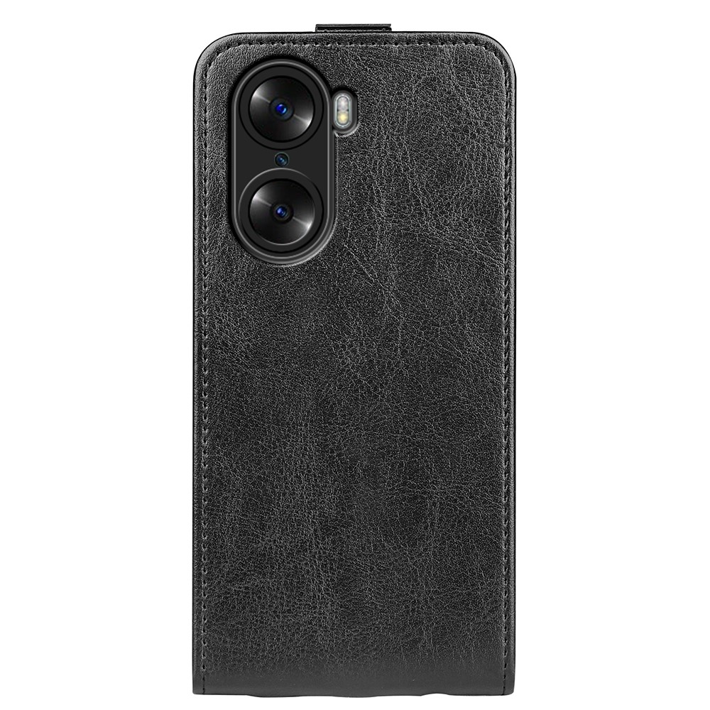 For Honor 60 Pro Crazy Horse Texture Vertical Flip Case PU Leather Magnetic Closure Protective Cover with Card Holder - Black-3