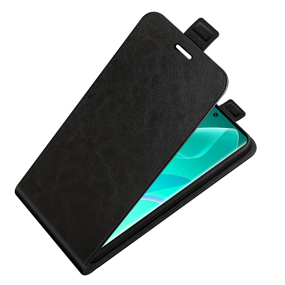 For Honor 60 Pro Crazy Horse Texture Vertical Flip Case PU Leather Magnetic Closure Protective Cover with Card Holder - Black-6