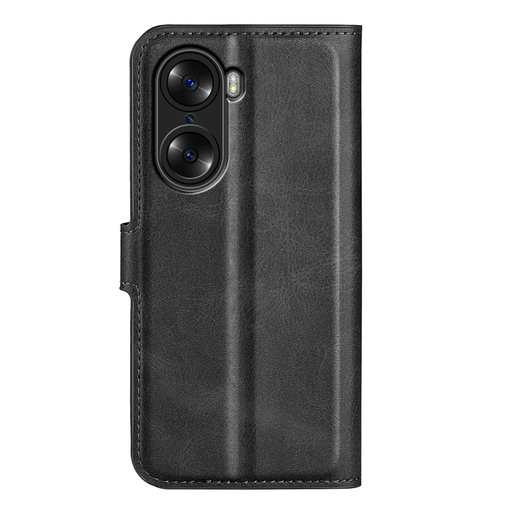 For Honor 60 Pro Textured PU Leather Wallet Case Stand Book Shockproof TPU Inner Shell - Black-3