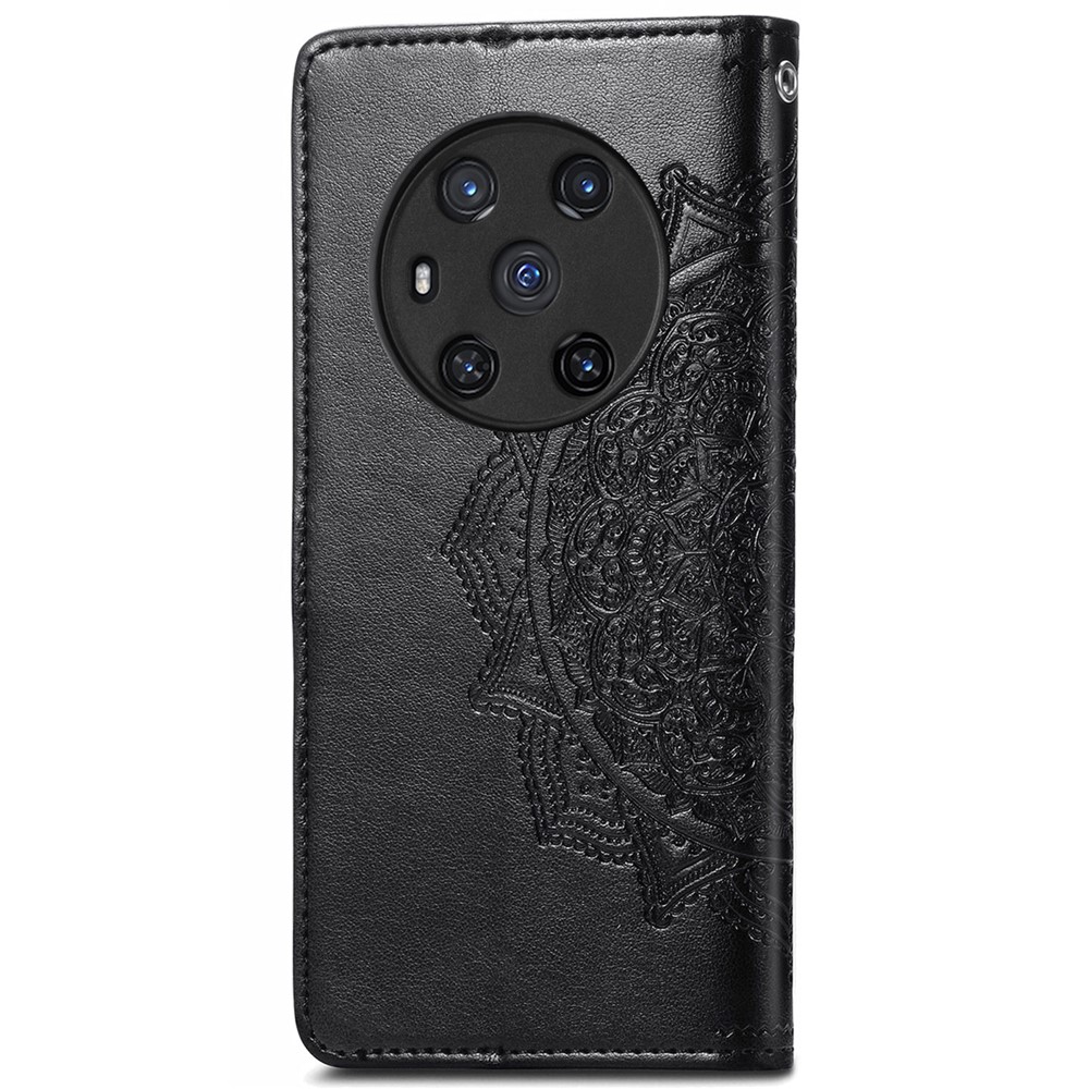 For Honor Magic3 Protective Phone Case Mandala Embossed Shockproof Phone Cover Shell with Stand Wallet - Black-3