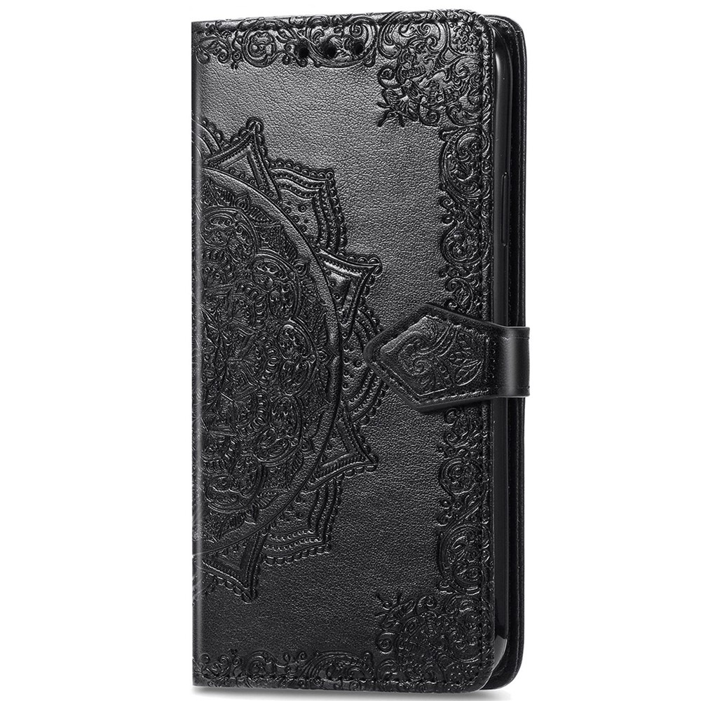 For Honor Magic3 Pro Shockproof Phone Case Mandala Embossed Phone Cover Shell with Stand Wallet - Black-2