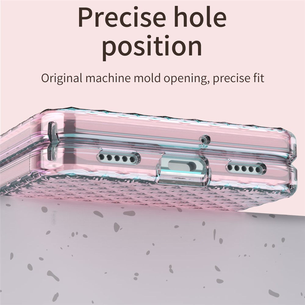 For Huawei P50 Pocket Laser Effect Transparent Hard PC Folding Phone Case with Hinge Design - Transparent Pink-7