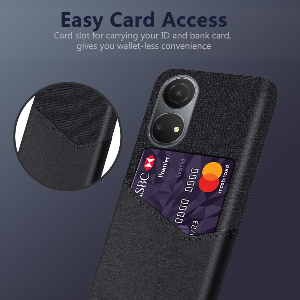 For Honor Play 30 Plus Card Slots Phone Case Cloth + PC + PU Leather Three Layer Structure Protection Back Cover - Black-2