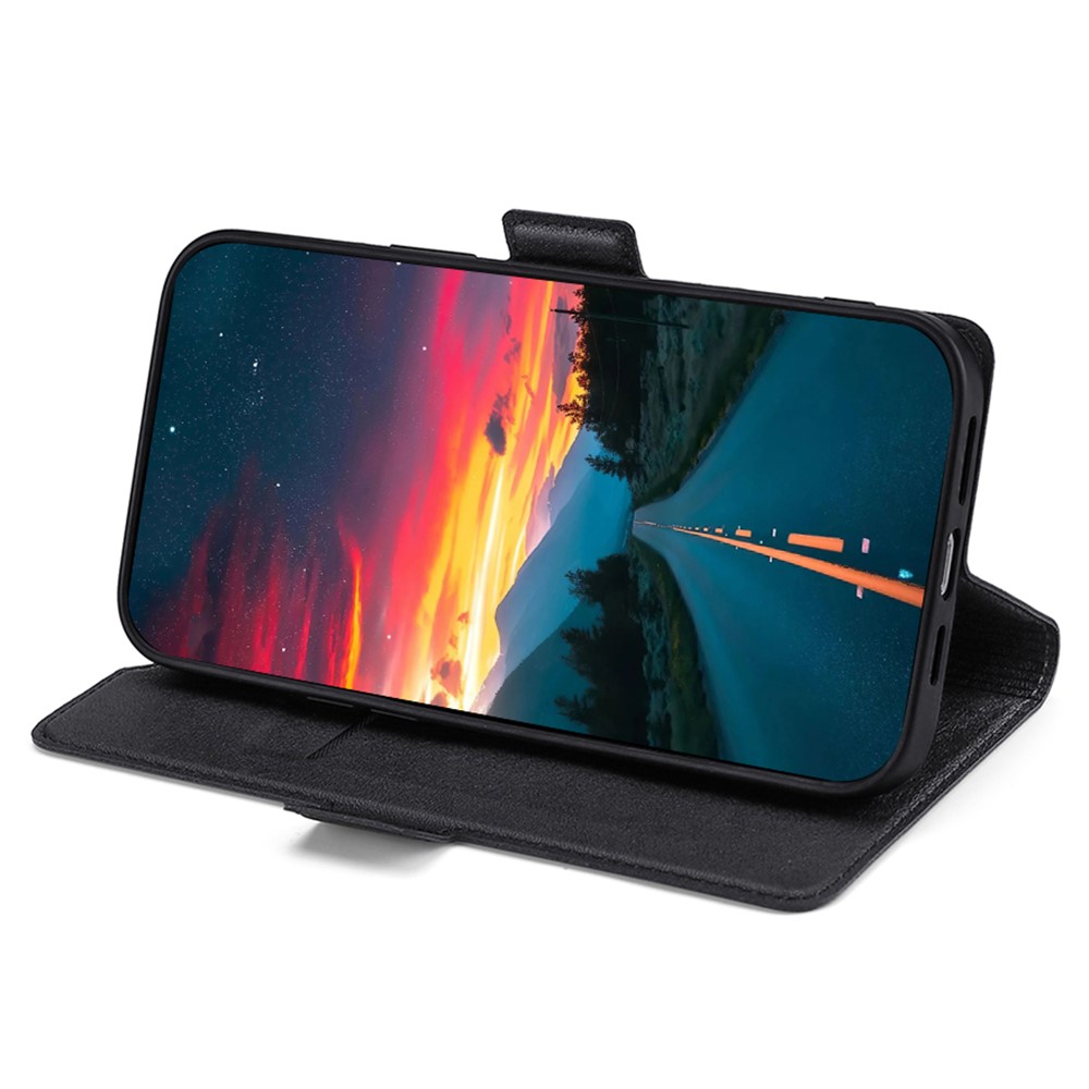 Ultra-thin Card Holder Leather Case for Honor X30, Side Double Magnetic Clasp Stand Phone Cover - Black-4