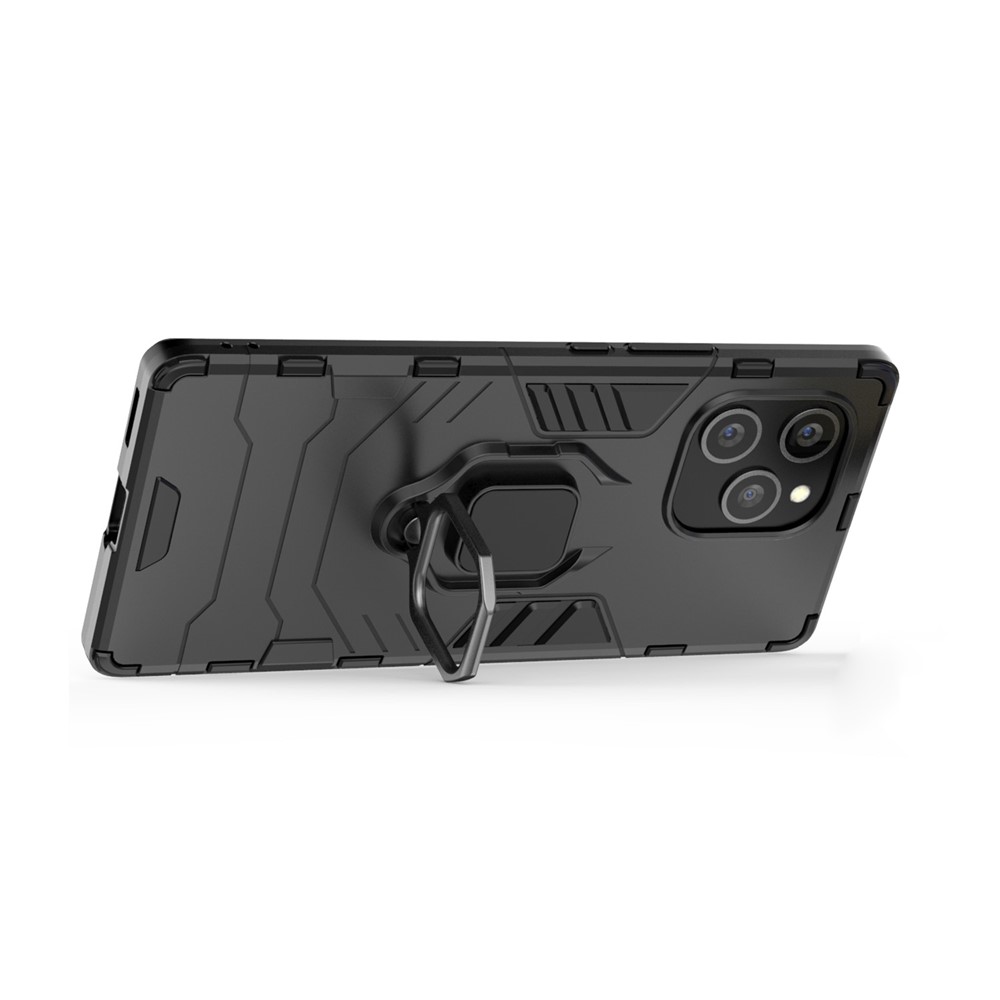 For Honor 60 SE Shockproof Anti-scratch Hard PC + Soft TPU Hybrid Cover Mobile Phone Case with Ring Kickstand - Black-3