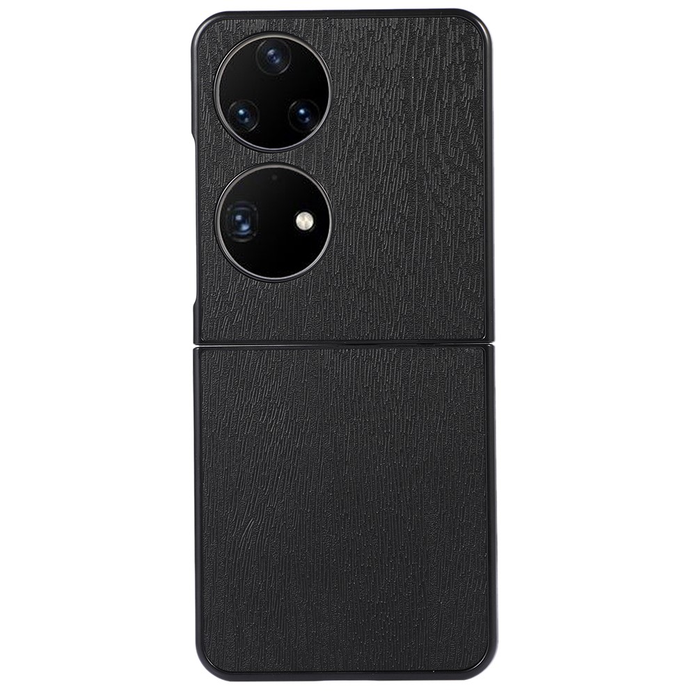 For Huawei P50 Pocket PU Leather Wood Texture Inner PC + TPU Precise Cutout Folding Phone Cover - Black-1