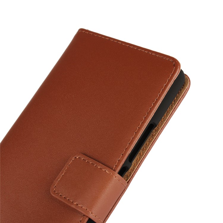 Genuine Split Leather Wallet Case for Huawei P9 Lite - Brown-7