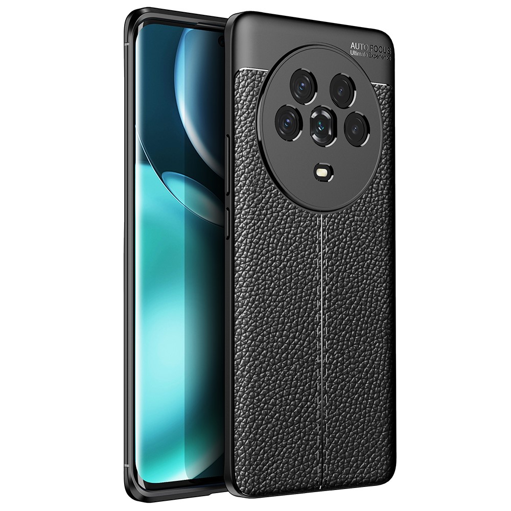 For Honor Magic4 Anti-scratch Soft TPU Phone Cover Litchi Texture Shockproof Protective Case - Black-1