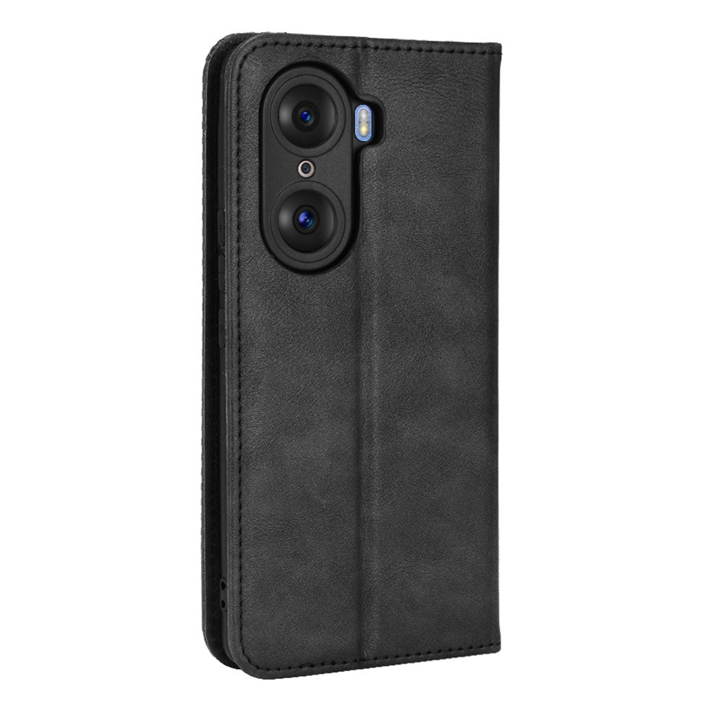 For Honor 60 PU Leather Wallet Vintage Cell Phone Case Mosaic Imprinted Shockproof Magnetic Anti-fall Cover - Black-3