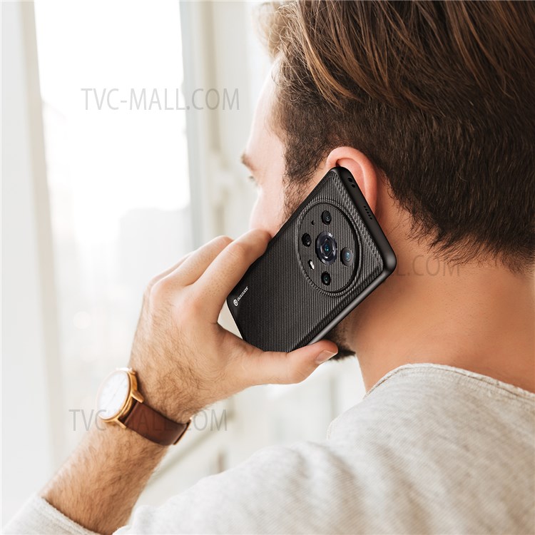 DUX DUCIS FINO Series for Honor Magic4 Pro Woven Texture PU Leather+ PC+TPU+PVC Anti-scratch Mobile Phone Case Cover - Black-7